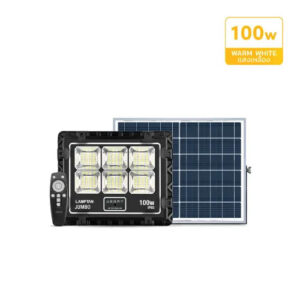 โคมไฟฟลัดไลท์พลังงานแสงอาทิตย์ Lamptan LED Solar Floodlight Smart Sensor Jumbo 100W แสงวอร์มไวท์ (Warm White)