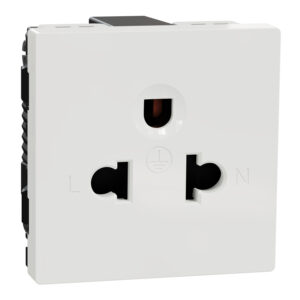 เต้ารับเดี่ยว 3 ขา พร้อมม่านนิรภัย สีขาว Schneider รุ่น Miluz E รหัส M3TS426UST_WE