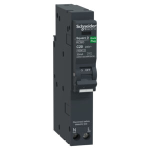 เซอร์กิตเบรกเกอร์ กันไฟดูด/ไฟรั่ว 20 แอมป์ 1 โพล 6kA 30mA SCHNEIDER QWIK-PLUG RCBO QWKD120C06RCBO30